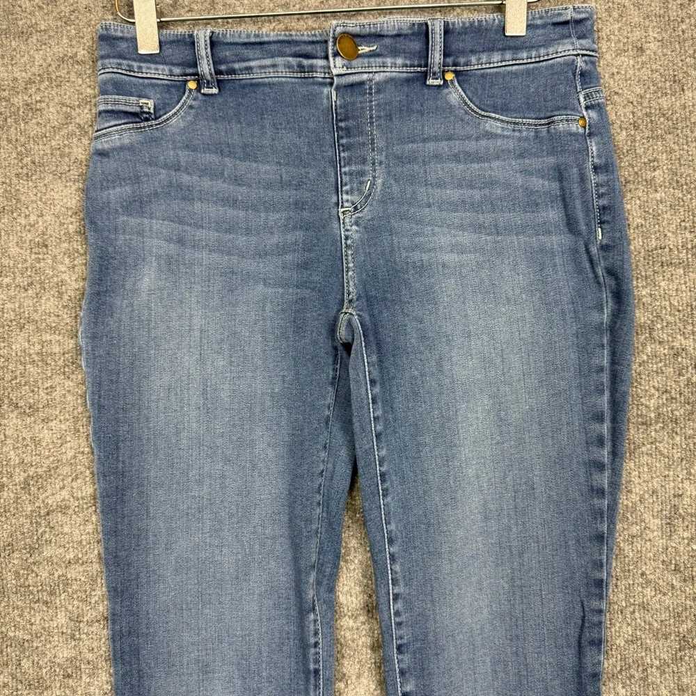 Chicos Jeans 0 Womens 8‎ Blue Platinum Cotton Stretch Denim Slim Fit Pull On